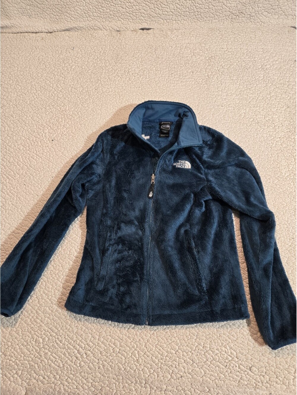 The North Face Osito Fleece Jacket Womens Small Teal Hooded Full Zip Plush